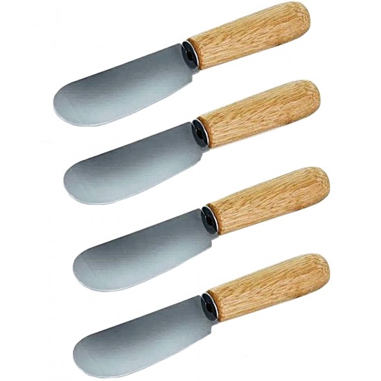 Jogo 4 Espátulas Inox Com Cabo Madeira